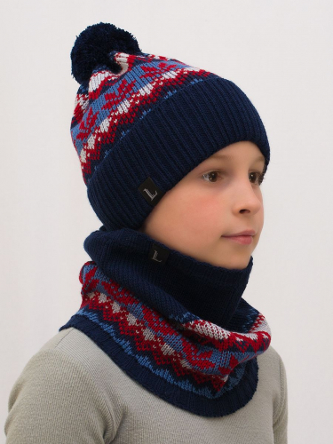 Комплект весна-осень для мальчика шапка+снуд Филипп (Цвет красный), размер 52-54