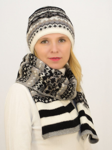 Комплект зимний женский шапка+шарф Адилин (Цвет серый), размер 54-56, шерсть 50% , мохер 30%