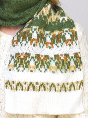 Комплект зимний женский повязка+шарф Узоры (Цвет салатовый), размер 56-58, шерсть 70%
