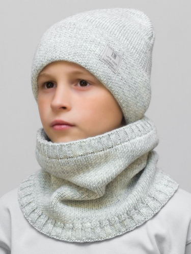 Комплект весна-осень для мальчика шапка+снуд Женя (Цвет светло-серый), размер 52-54, шерсть 30%