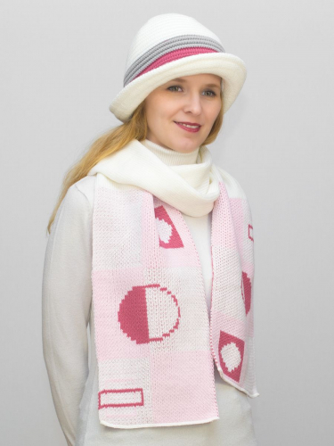 Комплект шляпа+шарф женский весна-осень Mario (Цвет пудровый), размер 56-58, шерсть 30%
