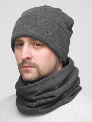Комплект зимний мужской шапка+снуд Лира (Цвет серый), размер 54-56; 56-58; 58-60