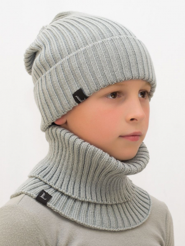 Комплект весна-осень для мальчика шапка+снуд Ники (Цвет светло-серый), размер 52-56