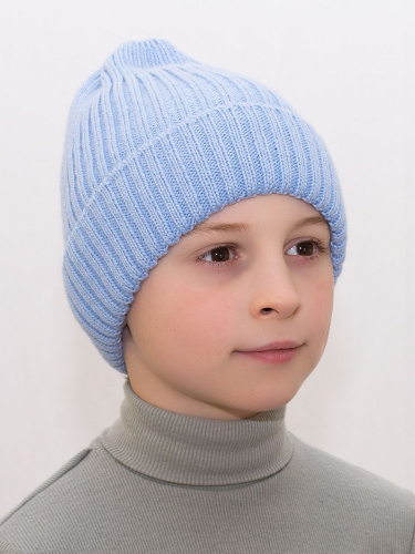 Шапка для мальчика весна-осень Саймон (Цвет голубой), размер 54-56; 56-58; 58-60, шерсть 30%