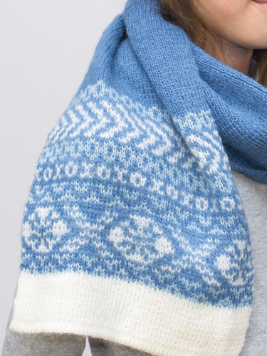 Комплект зимний для девочки шапка+шарф Ульяна (Цвет голубой), размер 54-56, шерсть 70%