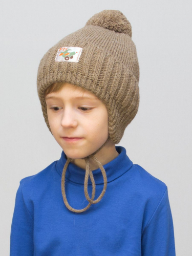 Шапка зимняя для мальчика Томас (Цвет светло-коричневый), размер 50-52, шерсть 30%