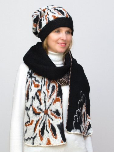 Комплект зимний женский шапка+шарф Камилла (Цвет терракот), размер 52-54, шерсть 80%