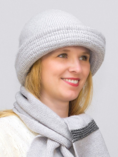 Комплект шляпа+шарф женский весна-осень Michel (Цвет светло-серый), размер 56-58, шерсть 30%