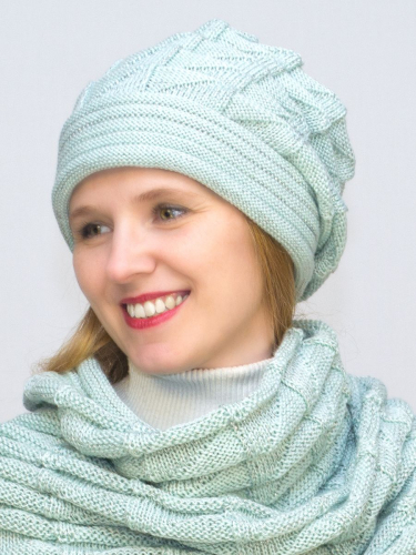Комплект женский весна-осень шапка+снуд Милиса (Цвет полынь), размер 56-58