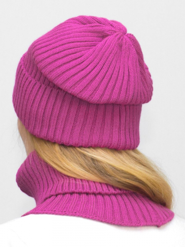 Комплект женский весна-осень шапка+снуд Ники (Цвет фуксия), размер 52-56