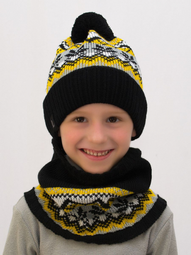 Комплект весна-осень для мальчика шапка+снуд Филипп (Цвет желтый), размер 52-54