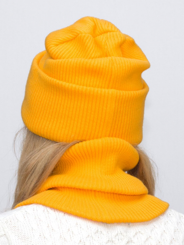 Комплект зимний женский шапка+снуд Татьяна (Цвет желтый), размер 56-58