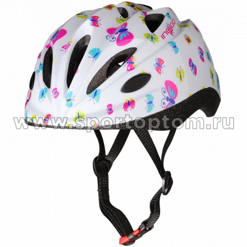 Шлем велосипедный детский INDIGO BUTTERFLY 10 вентиляционных отверстий IN072 48-56см Белый