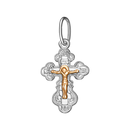 1-025-5-08 025-08 Крест комбинированый серебро+золото штампованный
