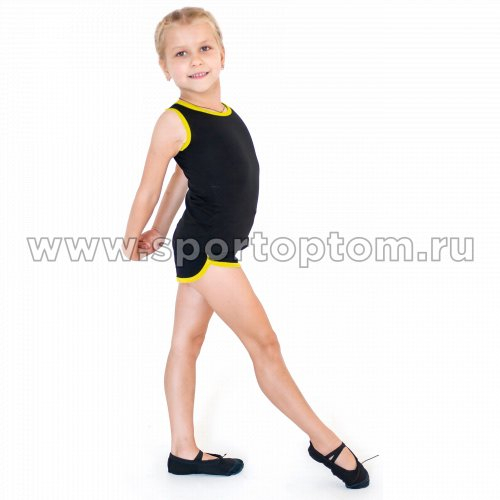 Шорты гимнастические детские INDIGO c окантовкой SM-343 Черно-желтый