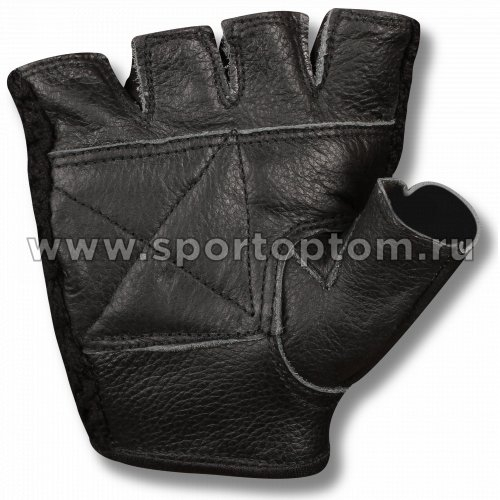 Перчатки для фитнеса сетка,кожа Е081 Черный