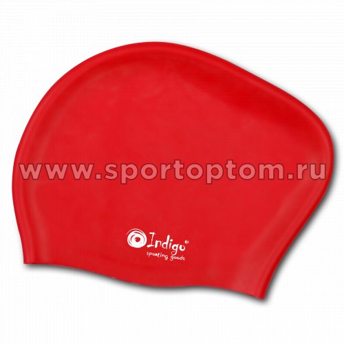 Шапочка для плавания силиконовая длинные волосы INDIGO 807 SC 56-61 Красный