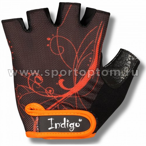 Перчатки для фитнеса женские INDIGO сетка,эластан,и/замша SB-16-1743 Черно-оранжевый