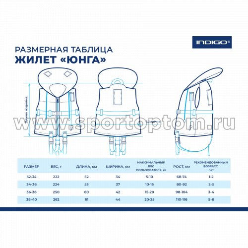 Жилет страховочный Юнга детский с подголовником 5-10 кг SM-034 Оранжевый