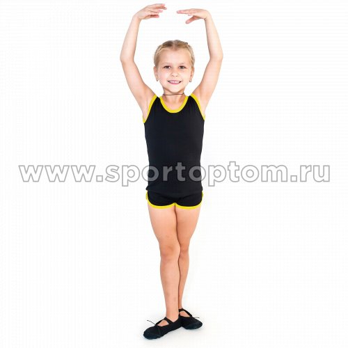 Майка гимнастическая INDIGO с окантовкой SM-341 Черно-желтый