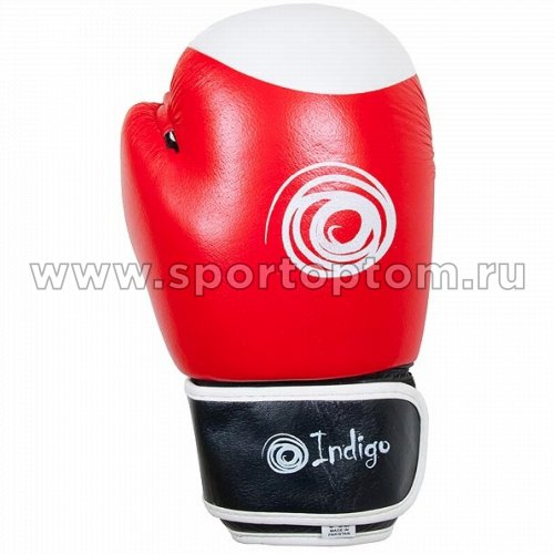 Перчатки боксёрские INDIGO натуральная кожа PS-789 Красно-черно-белый