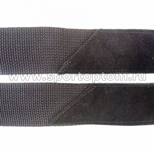 Лямки страховочные для штанги, обратная петля, усиленная с кожанными накладками GS04 Черный