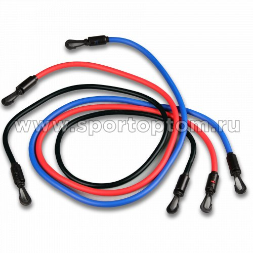 Эспандер в наборе 3 латексных жгута разной нагрузки для степа HAWK 12101 HKAS 120 см Красный, Синий, Черный