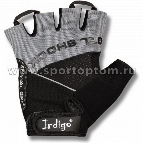 Перчатки для фитнеса INDIGO эластан,сетка,и/замша SB-16-1576 Серо-черный