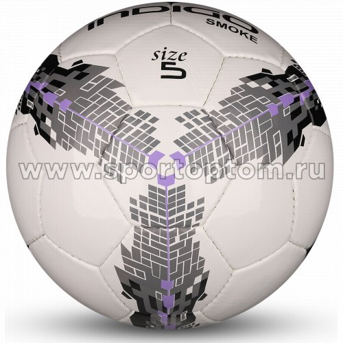 Мяч футбольный №5 INDIGO SMOKE тренировочный (PU SEMI) IN025 Бело-серо-фиолетовый