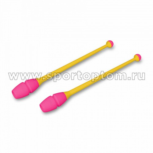 Булавы для художественной гимнастики вставляющиеся INDIGO IN018 41 см Желто-розовый