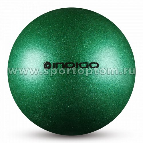 Мяч для художественной гимнастики INDIGO металлик 400 г IN118 19 см Зеленый с блетками