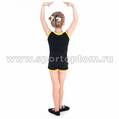 Майка гимнастическая INDIGO с окантовкой SM-341 Черно-желтый