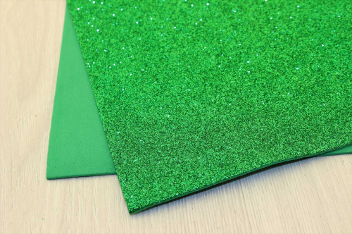 Фоамиран EVA глиттерный (светло-зеленый) 2мм 20см*30см, упак.10шт В наличии