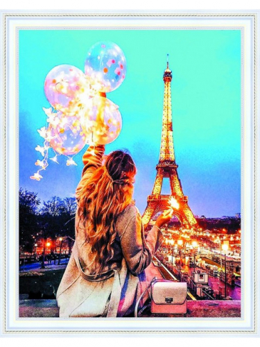 Девушка с шарами. Весенний Париж