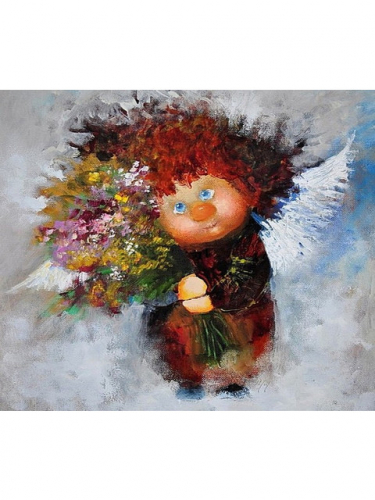 Солнечный ангел с букетом цветов