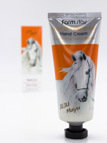 FARMSTAY - КРЕМ ДЛЯ РУК С ЛОШАДИНЫМ МАСЛОМ VISIBLE DIFFERENCE HAND CREAM JEJU MAYU, 100 G