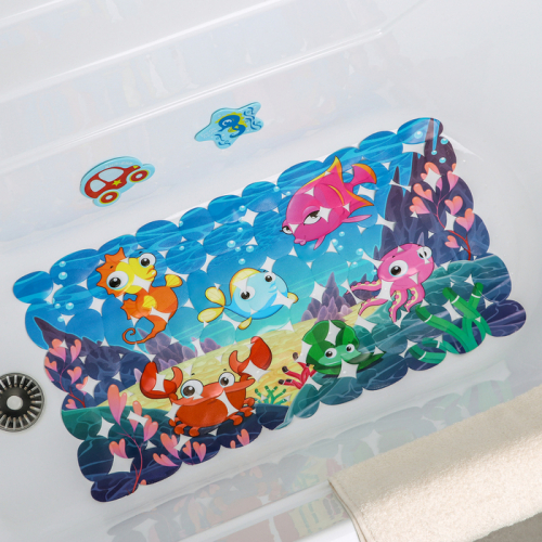 SPA-коврик для ванны на присосках Доляна «Яркие рыбы», 35×68 см