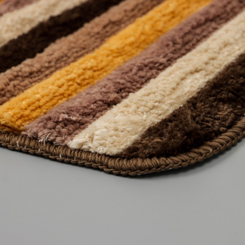 Коврик для ванной Доляна «Полосочки», 43×68 см, цвет коричневый