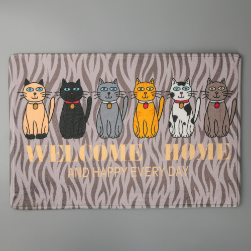 Коврик для дома Доляна «Кошки», 40×60 см, цвет коричневый