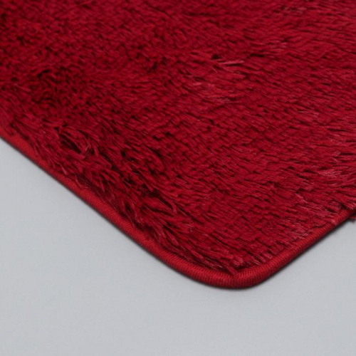 Коврик для ванной прямоугольный Доляна «Пушистик», 40×60 см, цвет бордовый