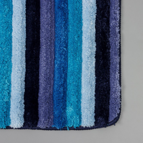Коврик для ванной Доляна «Полосочки», 43×68 см, цвет синий