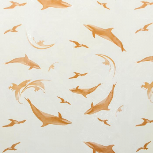 Штора для ванной «Дельфины», 180×180 см, полиэтилен, цвет бежевый