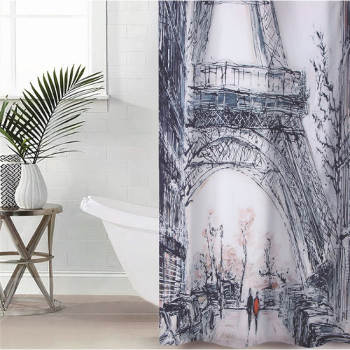Штора для ванны Доляна «Париж», с люверсами, 180×180 см, полиэстер