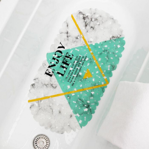 SPA-коврик для ванны на присосках Доляна «Геометрика», 38×66 см, цвет бирюзово-серый