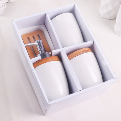 Набор аксессуаров для ванной комнаты «Бамбук», 4 предмета (мыльница, дозатор,два стакана)