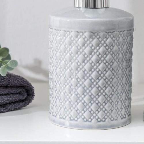 Набор аксессуаров для ванной комнаты «Бусы», 2 предмета (дозатор для мыла, стакан), цвет серый