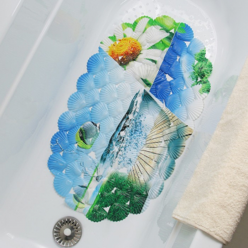SPA-коврик для ванны на присосках Доляна «Ракушки пляж», 38×68 см