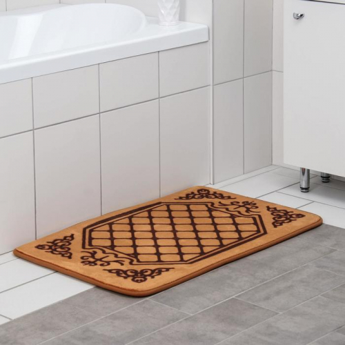Коврик для ванной Доляна «Жанр», 50×80 см, цвет коричневый