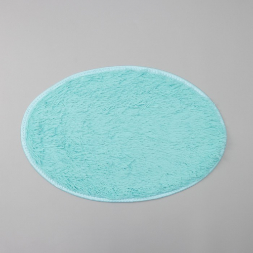 Коврик для ванной овальный Доляна «Пушистик», 40×60 см, цвет лазурный