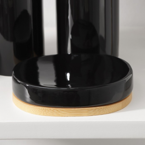 Набор аксессуаров для ванной комнаты SAVANNA «Джуно», 3 предмета (мыльница, дозатор для мыла, стакан), цвет чёрный